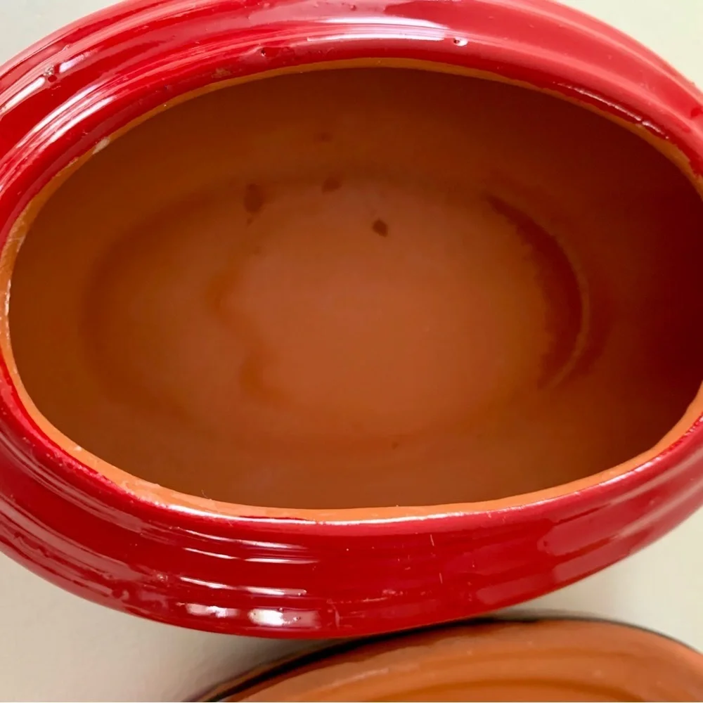 HAND PAINTED MEXICAN RED CLAY POTTERY FOLK ART OBLONG BOX CALLA LILY